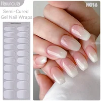 Harunouta Milky Jelly White Semi-cured Gel Nail Wraps 20Tips Fashion Color Long Lasting Full Cover Nail Gel Sticker Wraps Manicu 1