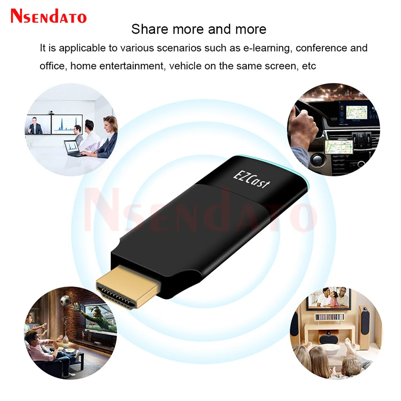 Ezcast 2 5G Wifi HDMI Wireless Display Dongle Miracast Airplay Mirroring HDMI TV Stick Receiver Adapter for IOS Android Phone PC