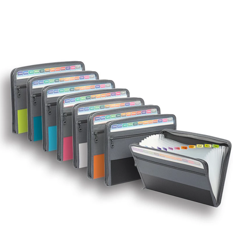 Sooez Accordion File Organizer With Safe Zipper, 8 Pocket