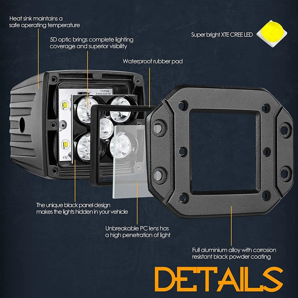 5-calowy biały żółty podtynkowy LED Pods robocza listwa oświetleniowa dla samochód terenowy Atv 4x4 łódź samochód Spot 3000k 6000K LED światła przeciwmgielne