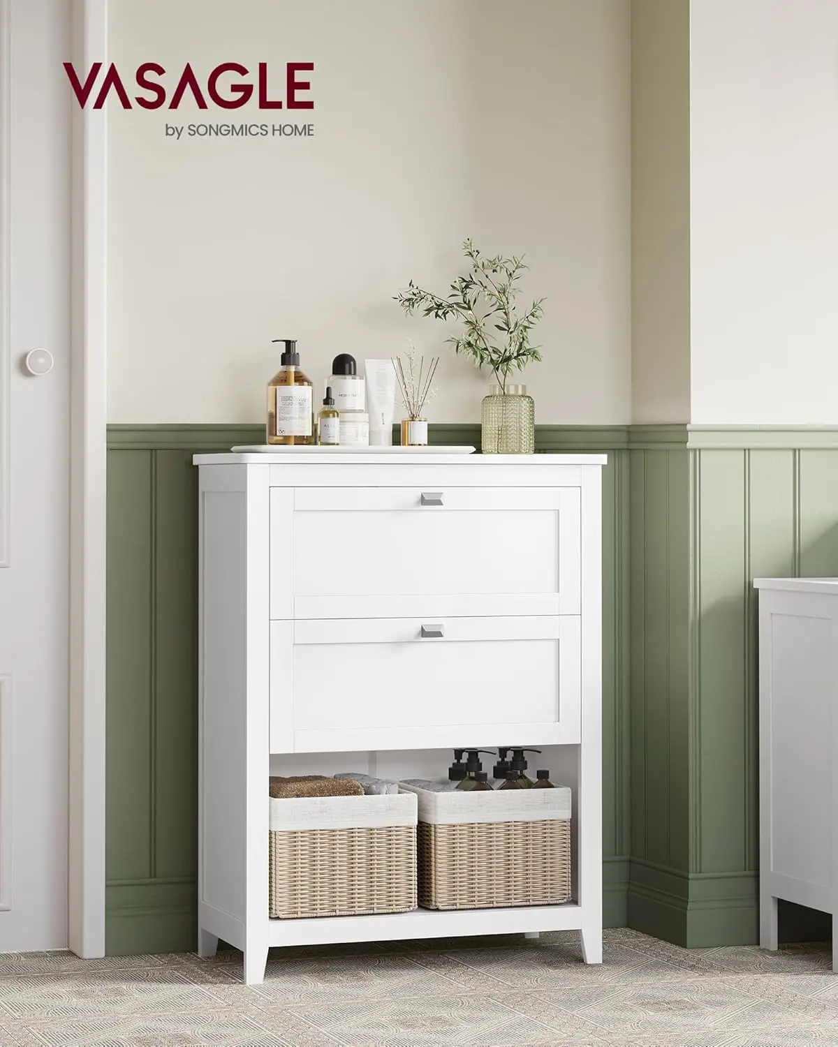 Bathroom Cabinet Storage Cabinet Bathroom Organizers 2 Drawers 1 Adjustable Divider 2 Baskets Sideboard 11.8 x 23