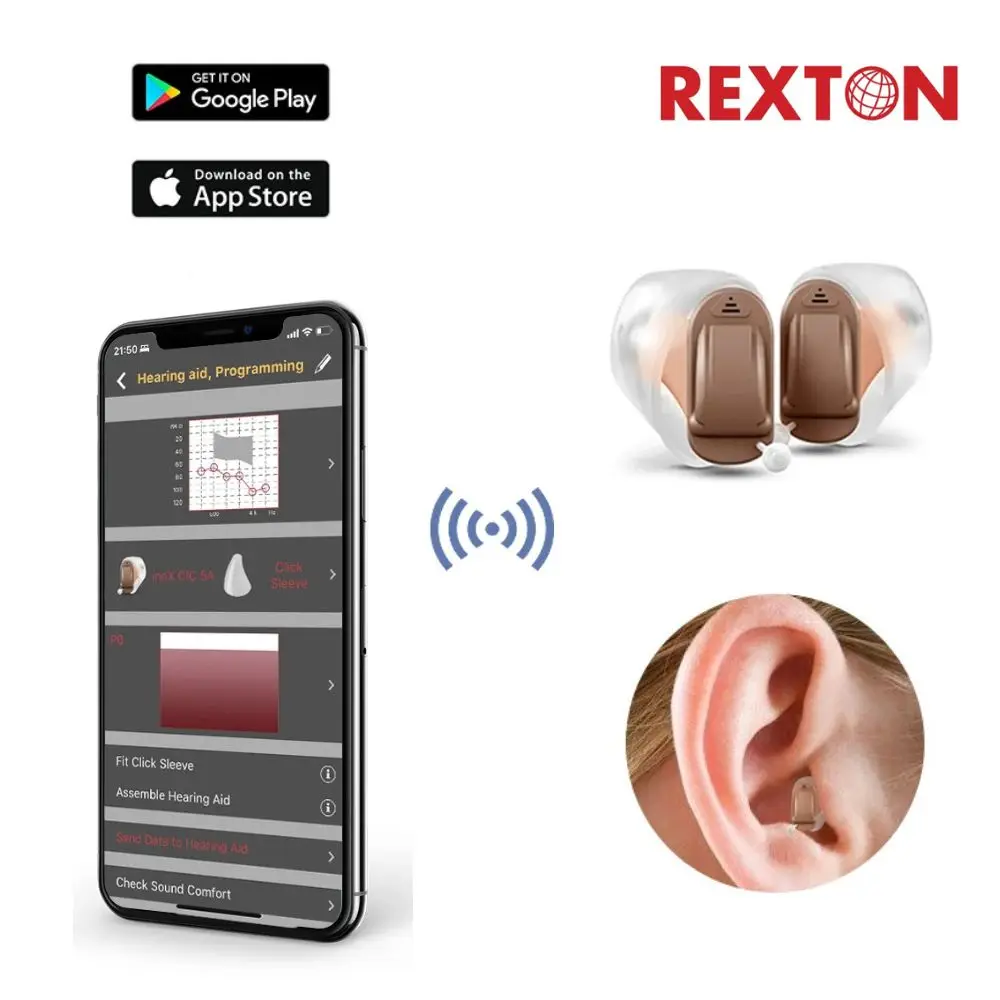 Rexton Mini Digital Hearing aid Mobile Phone Remote Adjust Programmable Hearing Care Aid for Elde Former Siemens hearing aids