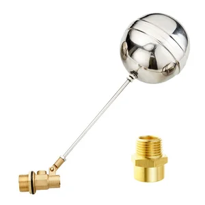 1/2 Inch Threaded Float Valve and Brass Pipe Connector Floating Float Valve Water Tank Automatic Water Level Control