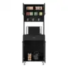 Della 60 Kitchen Pantry with Countertop, Closed & Open Storage Black 5