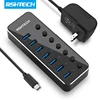 RSHTECH USB 3.0 Hub 7 Port Expander 5Gbps Data Transfer USB Splitter with Individual On/Off Switches and 5V/2A Power Adapter 1