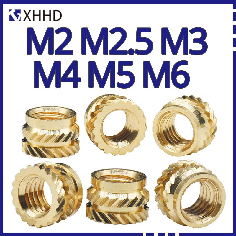 M2 M2.5 100Pcs Insert Knurled Nuts Brass Hot Melt Inset Nuts Heating