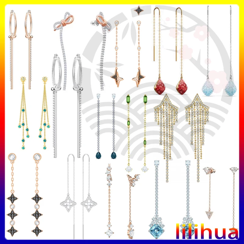 

ED037-High Quality Blue Crystal Tassel Earrings, Crystal Jewelry, A Birthday Gift for Your Girlfriend, Free Shipping.