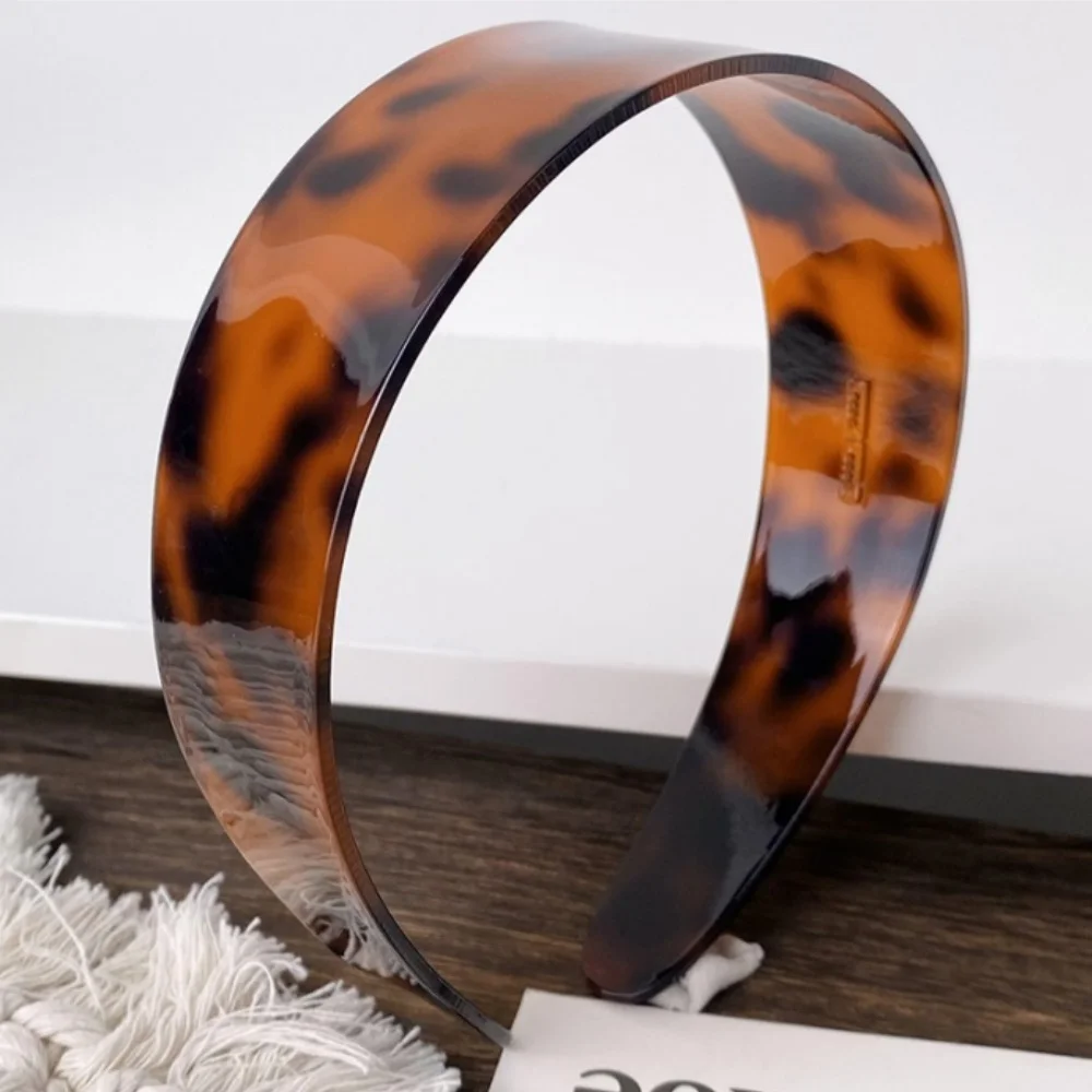 Stirnband mit Leopardenmuster, modischer breiter Haarreif, Acetat-Stirnband, Retro-Mode-Stirnband für Hochzeit, Büro, Party – Detail 5