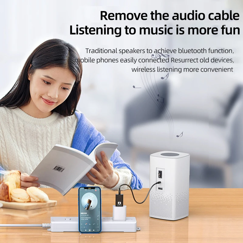 미니 무선 USB 어댑터, 지지대 AUX RCA 출력, 블루투스 호환 스피커, 데스크탑 노트북 TV용, 4 인 1