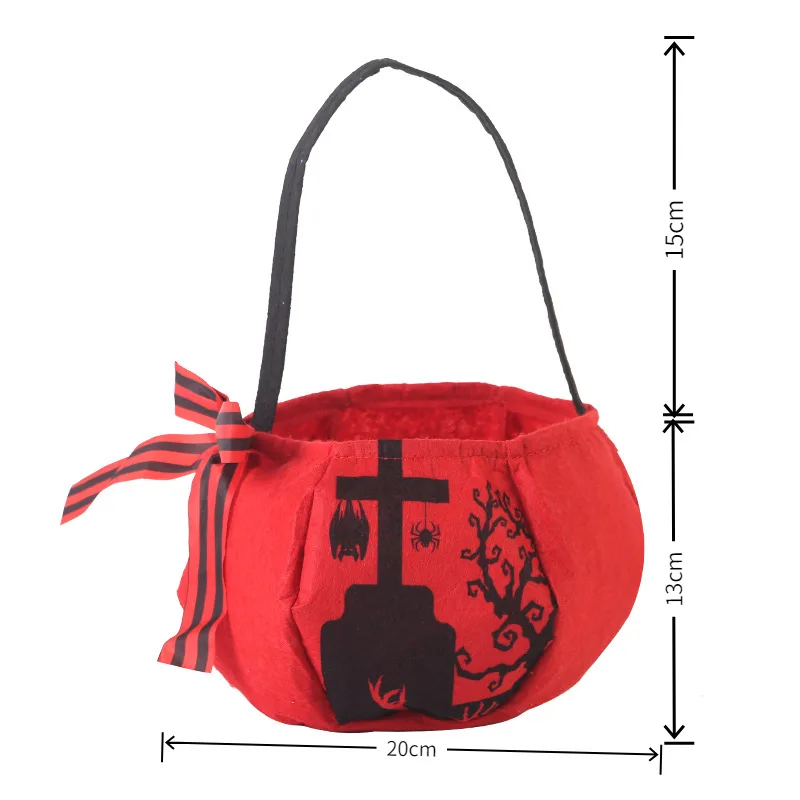 New Bow Halloween Handbag Trick-Or-Treating Candy Bags Handheld Three-Dimensional Pumpkin Bags Children'S Gift Bags
