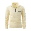 Spring Autumn Men's POLO Shirt Solid Color Zipper Everyday Casual Classic Comfort Fake Pockets High Quality Long Sleeve Tops 6