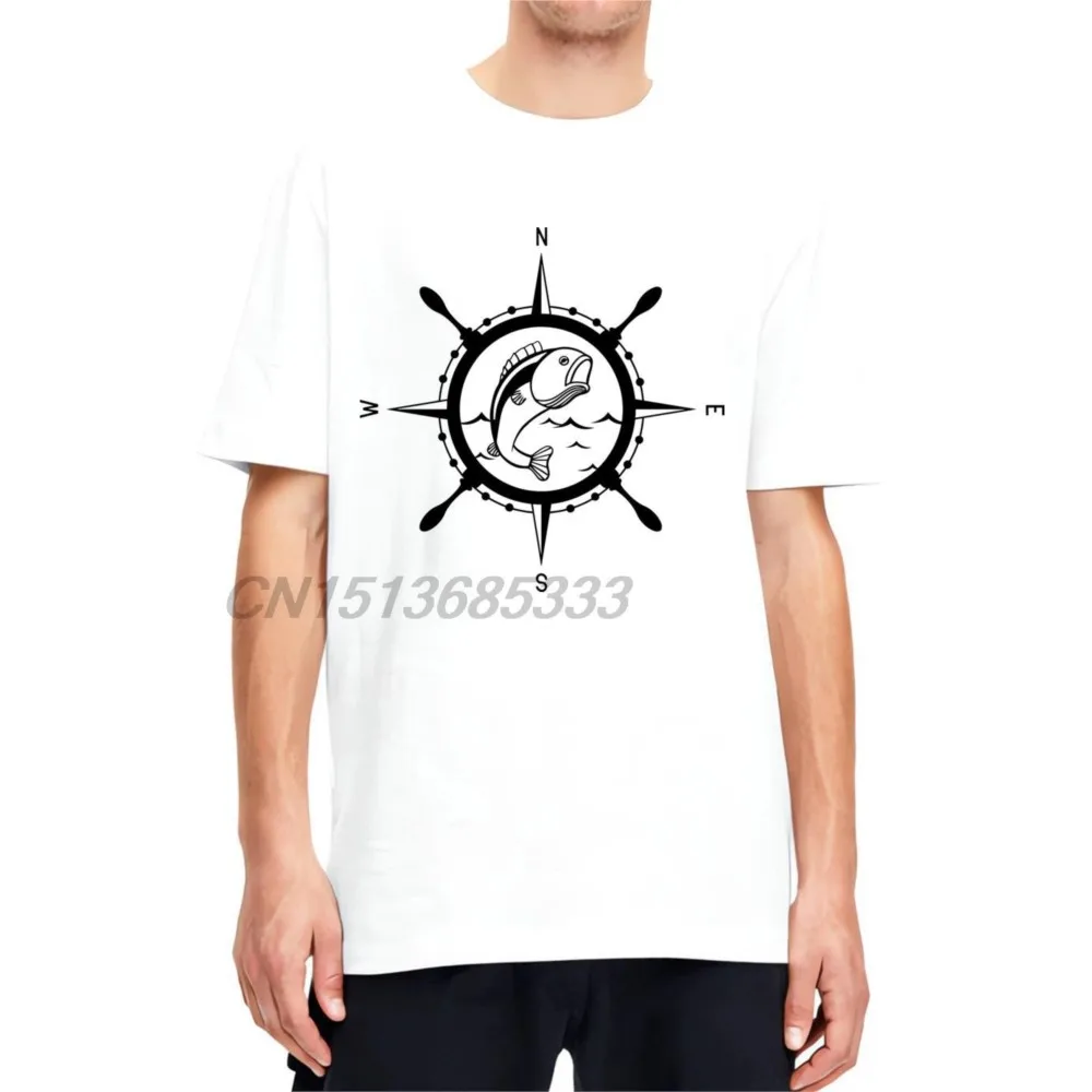 

Fish Compass Ocean Men Printed T Shirts Hike Waterproof Graphic Man TShirts Compass Mountain Moon Unisex Retro Cotton Tee Tops