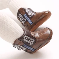 0-18M Fashionable and popular baby shoes Western denim midsole boots autumn and winter warm and anti slip casual walking shoes 6
