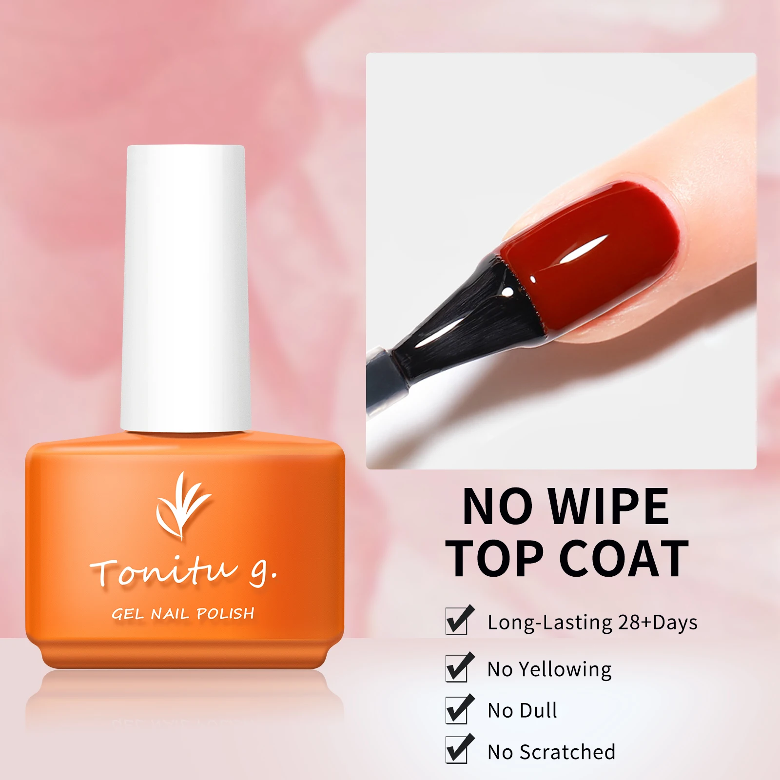 Tonitu G 7ml Nail Gel Top Coat Base coat No Wipe UV LED Varnish Sealing Shining Clear nails art for professionals 4