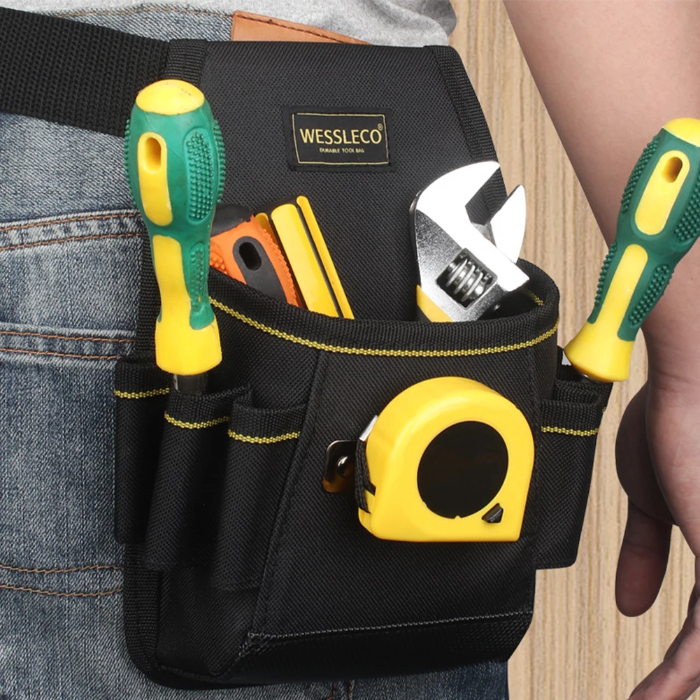 6-Pocket Tool Belt Pouch Thickened Durable High Capacity Waist Bag with Screwdriver Holder Work Pouch for Electrician Technician tool chest on wheels