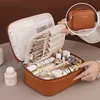 PU Large Capacity Tote Makeup Bag Portable Travel Organizer Tolietry Cosmetic Storage Bag Luxury Women Double Layer Pouch 1
