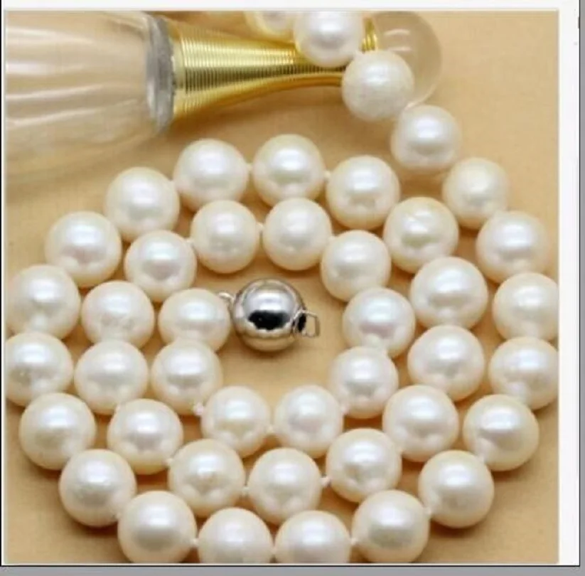 Gorgeous South China Sea AAA 10-11mm Authentic Round White Pearl Necklace 18 