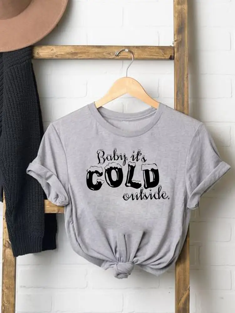 

Christmas Print Top Graphic T-shirt Women Holiday Fashion Letter Sweet Trend Cute New Year T Shirt Clothes Ladies Clothing Tee