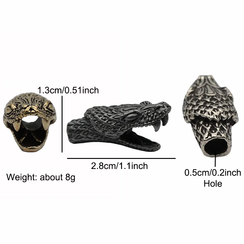 Pendentif Serpent En Laiton Pour Paracorde - Breloque Artisanat, Bijoux, Équipement - Taille ~2 Cm