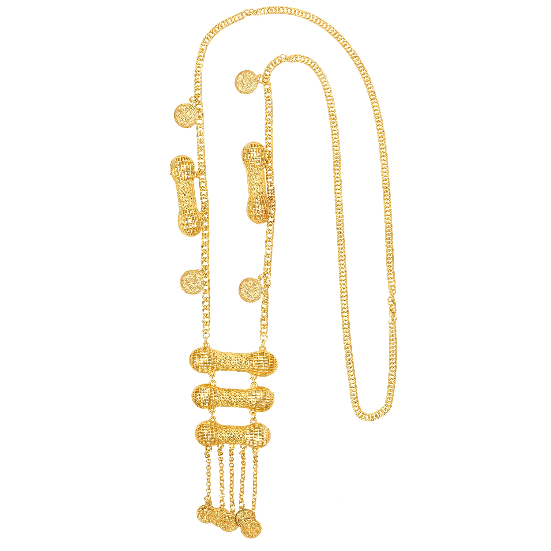 

Gold Chain Coin Long Tassel Necklaces for Women Indian Egypt Shoulder Chains Statement Necklace Thailand Afghan Party Jewelry