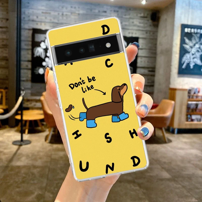 Clear Phone Case with Cute Dachshund Bulldog Design - Soft TPU Cover