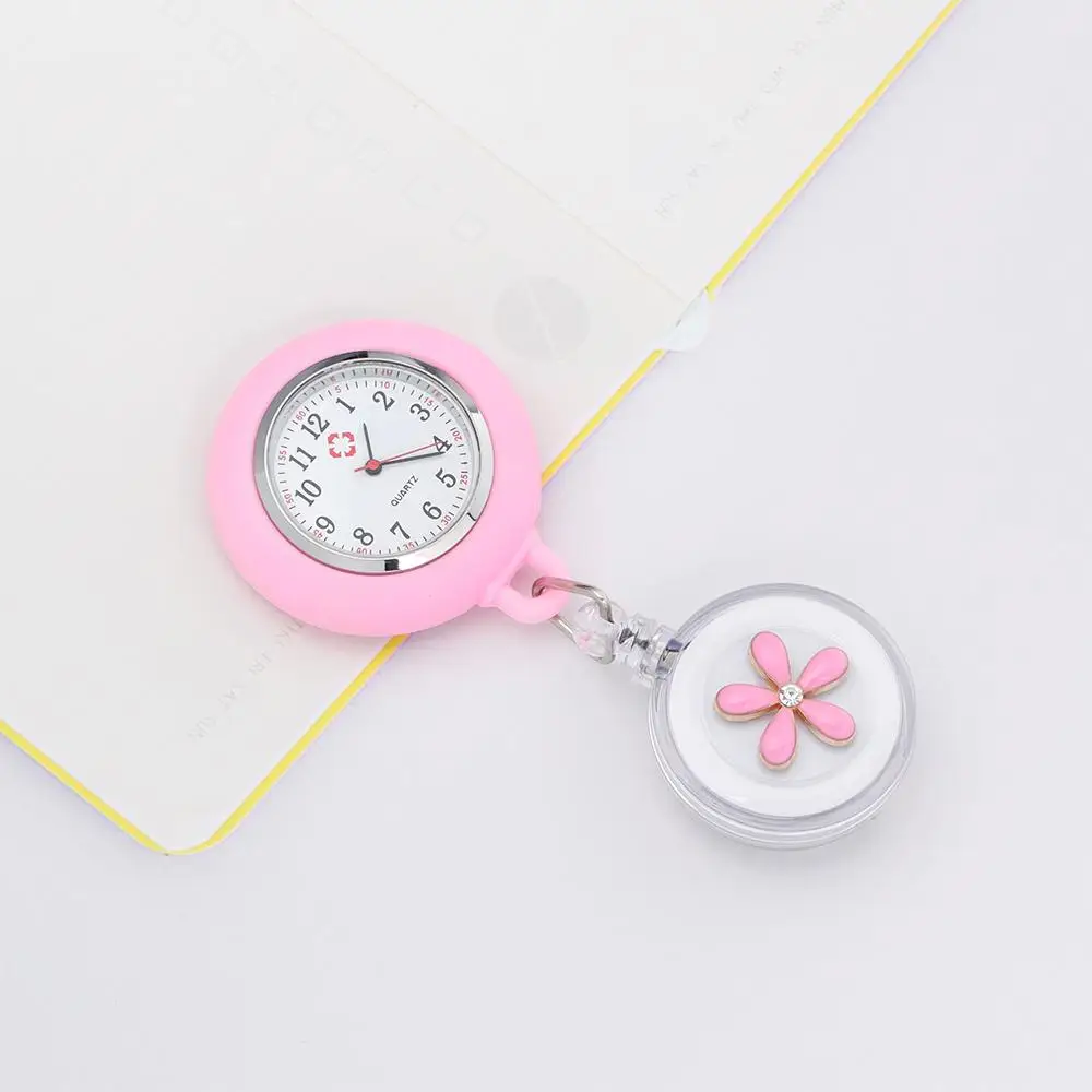 Pocket Watch Nurse Doctor Retractable Pocket Watches Hospital Medical Women Men Retractable Reel Id Badge Glass Office Working Clip Watches