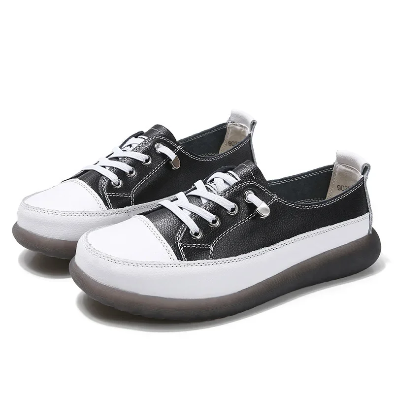 Women's Genuine Leather Soft Sole Outdoor Sneakers - Stylish Summer Walking Shoes