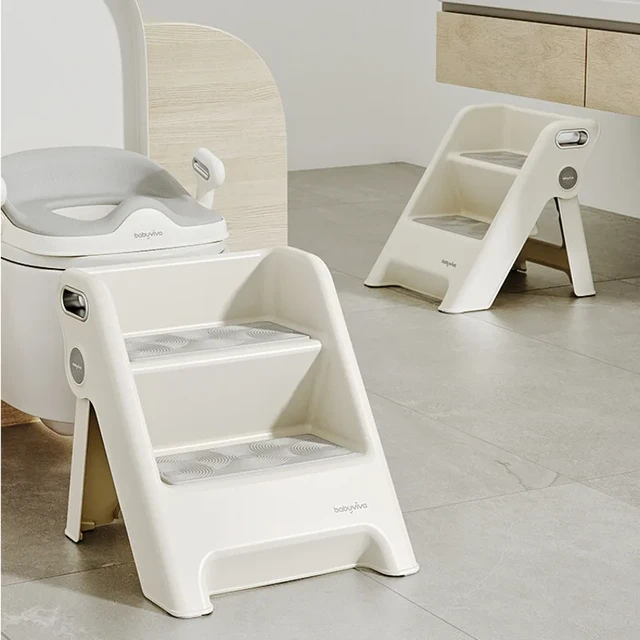  CalmaDragon Taburete infantil con 2 escalones, escalón infantil  para baño o cama, con dos escalones para fregadero, escalera, seguridad  (gris)