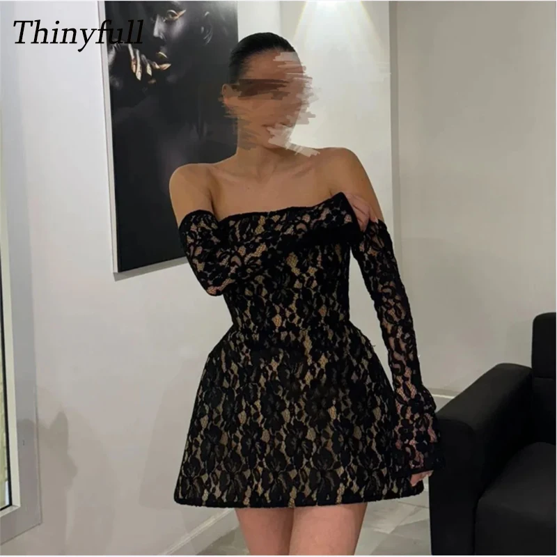 Short Cocktail Dress A Line Detachable Sleeves Strapless Lace Birthday Party Dresses for Black Woman
