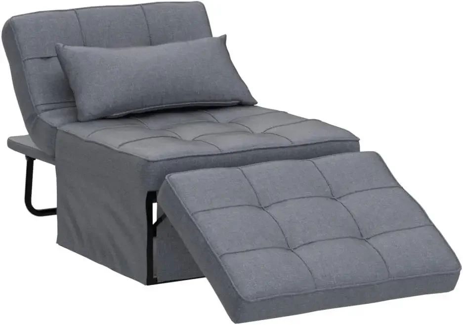 

4 in 1 Multi-Function Folding Ottoman Breathable Linen Couch Sofa Bed w/ Adjustable Backrest Convertible Chair,Multiple Colors