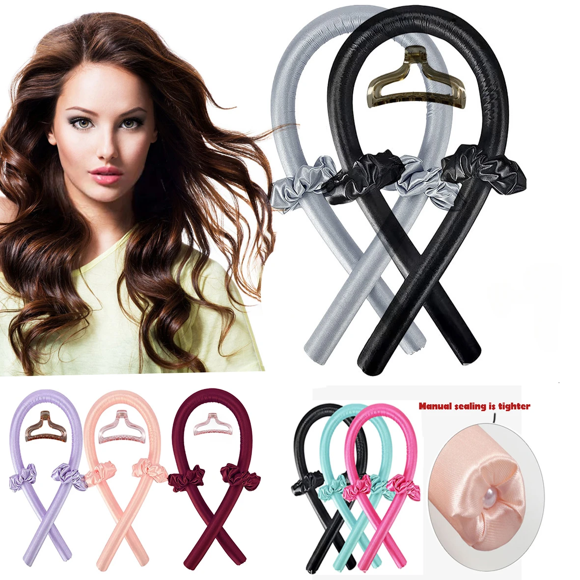 Heatless Curling Rod Headband No Heat Silk Curls Ribbon Hair Rollers Sleeping Soft Headband Lazy Hair Curlers Hair Styling Tools 150cm heatless hair curlers rollers lazy curling rod headband sleeping soft silk curls ties perm rods hair styling tools new