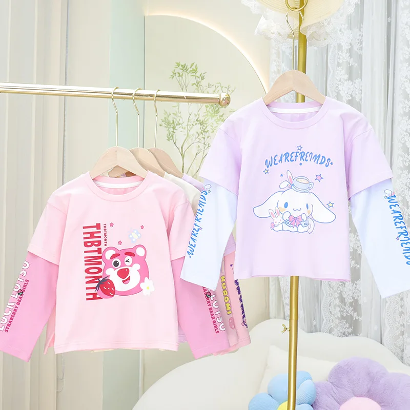 

Sanrio Kuromi Cinnamoroll My Melody Girls T-Shirt Cartoon Tops Long Sleeve Baby Clothing Autumn Winter Cotton Print Sweatshirt