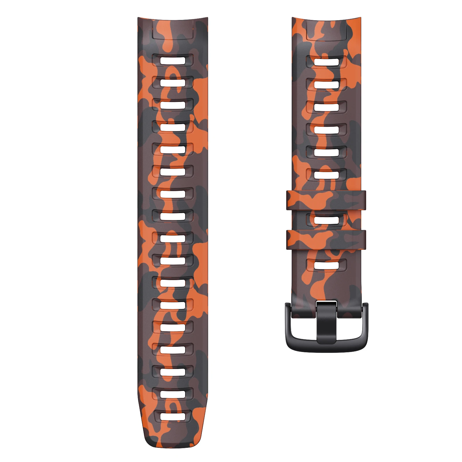 Camouflage Silicone Watch Strap - 22mm Adjustable Replacement Wristband
