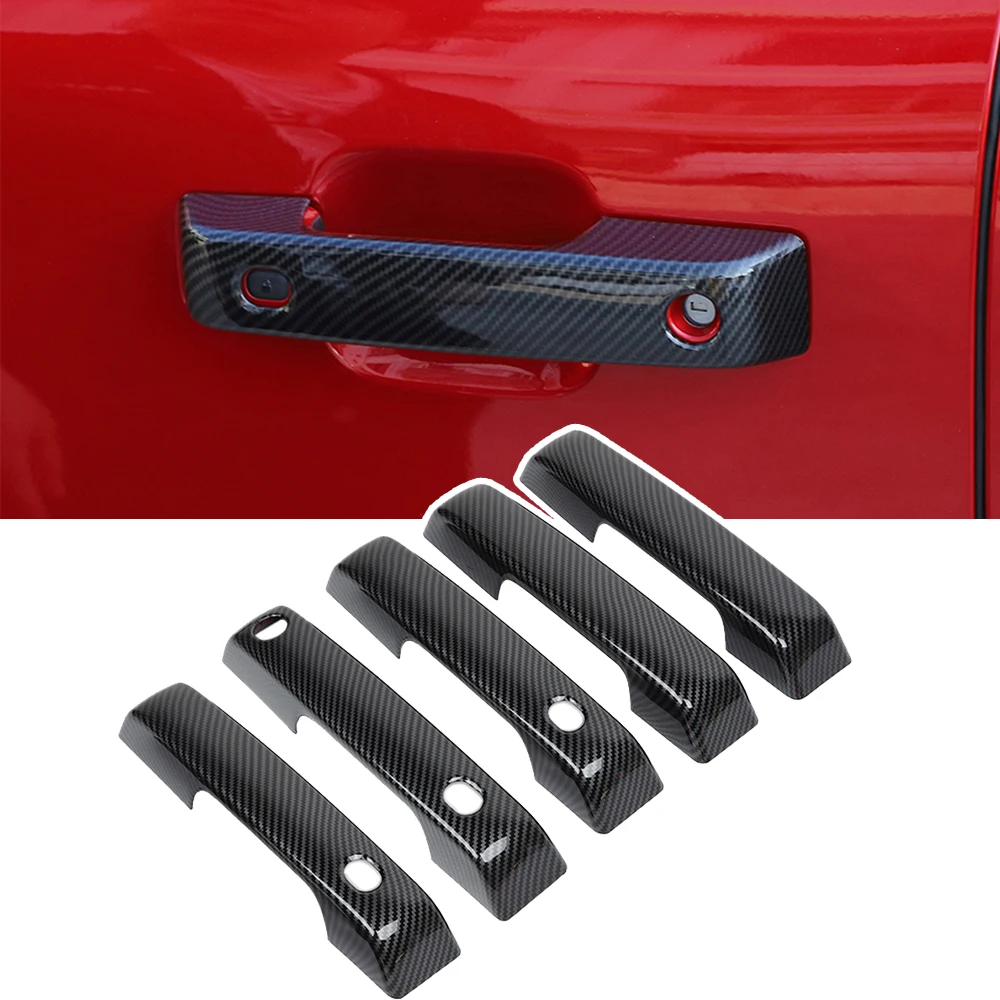 

for Ford Bronco 2021 2022 Door Grab Handle Decoration Cover Trim Decal Car Exterior Accessories ABS Carbon Fiber Chrome Red