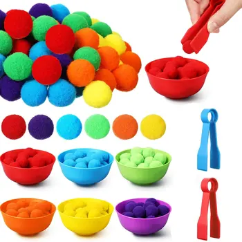 Rainbow Counting Pompoms & Sorting Cups 1