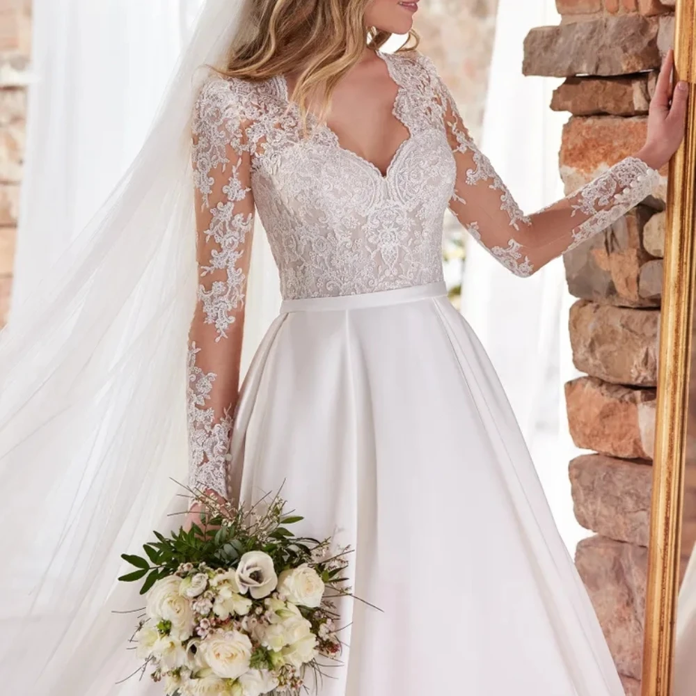 Новинка 2024, дизайнерское свадебное платье принцессы, потрясающий кружевной лиф с богатым цветочным узором
