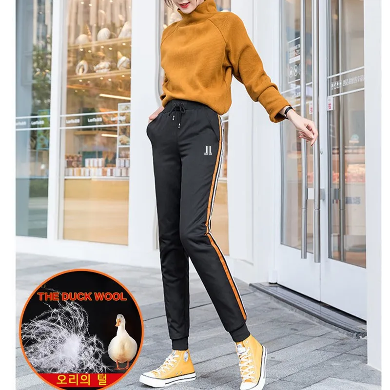 Women Golf Down Pants Winter Windproof Duck Feather Golf Trousers Keep Warm White Duck Down High-waisted Woman Pant 골프웨어여성
