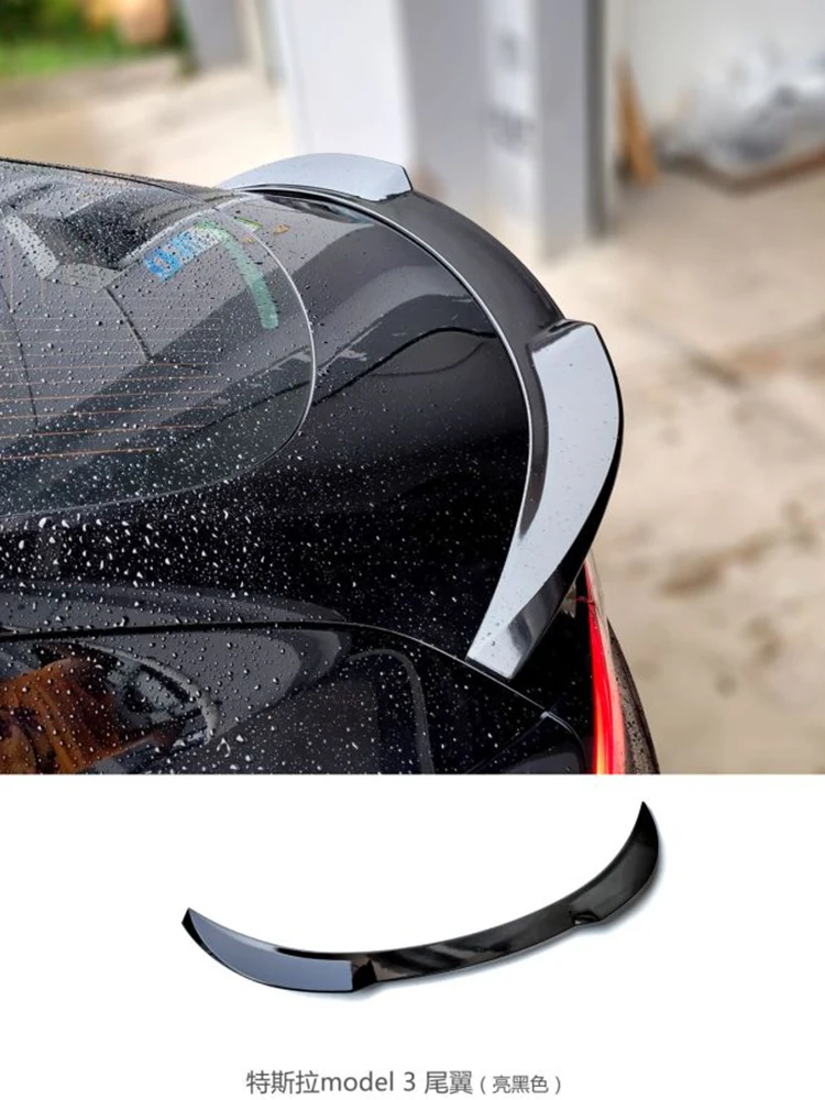 

M Style For Tesla Model 3 Black ABS Fake Carbon Rear Trunk Spoiler Wing Car Accessories