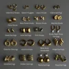 18K Gold Plated Anti Allergic Multilayer Metal CC Colorblocked Huggie Hoop Earrings Polished CZ Flower Small Ear Stud Pendientes