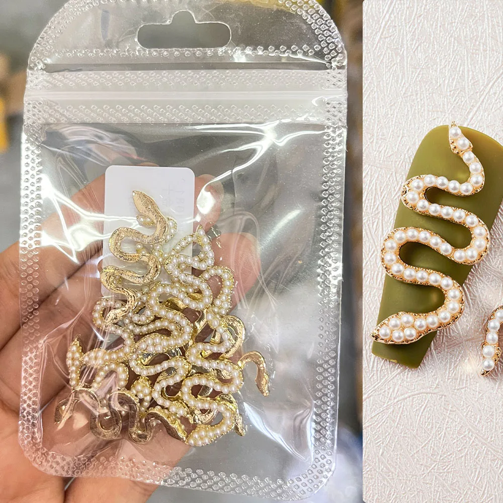 

10pcs Alloy Manicure Metal Gothic Zodiac Snake Rhinestone Nail Charms Luxury Gem Jewelry for Nail Art Decoration Accessories