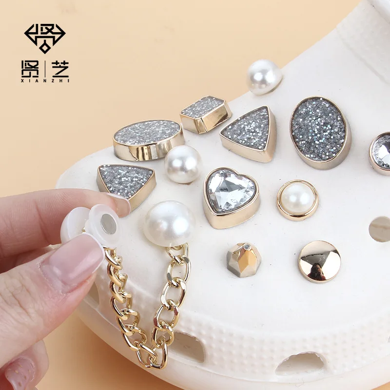 Luxury Brand Designer Gold Metal Shoe Accessories Fine Color Bling  Rhinestone Croc Charms Decaration For Jibz Clog Girl Gift She - Shoe  Decorations - AliExpress