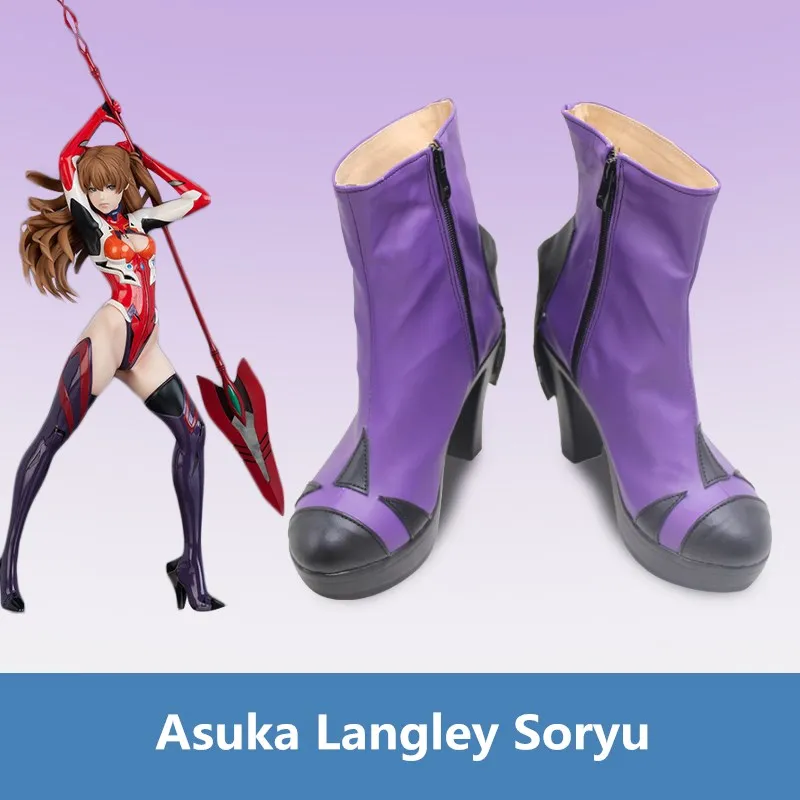 

JP Anime EVA 02, обувь из искусственной кожи ручной работы Asuka Langley Soryu