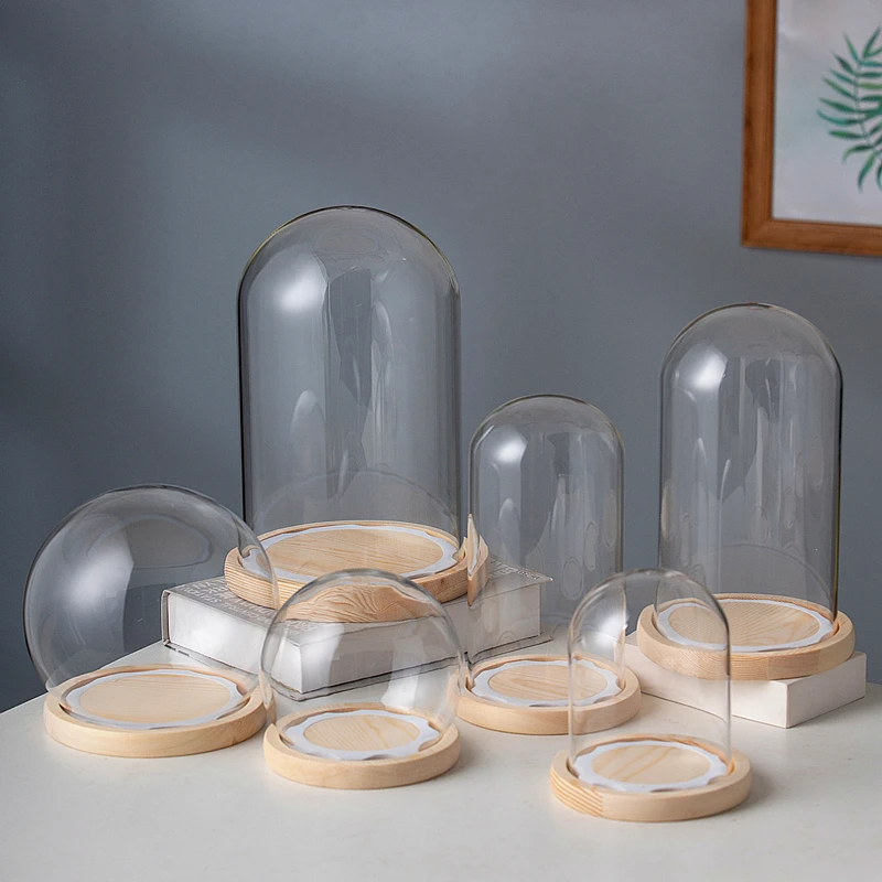 Diameter=9cm Different Height 9*12cm 9*15cm 9*18cm 9*20cm 9*22cm 9*25cm Cylinder Glass Dome EVA Log Base Cover DIY Gift Wedding 4