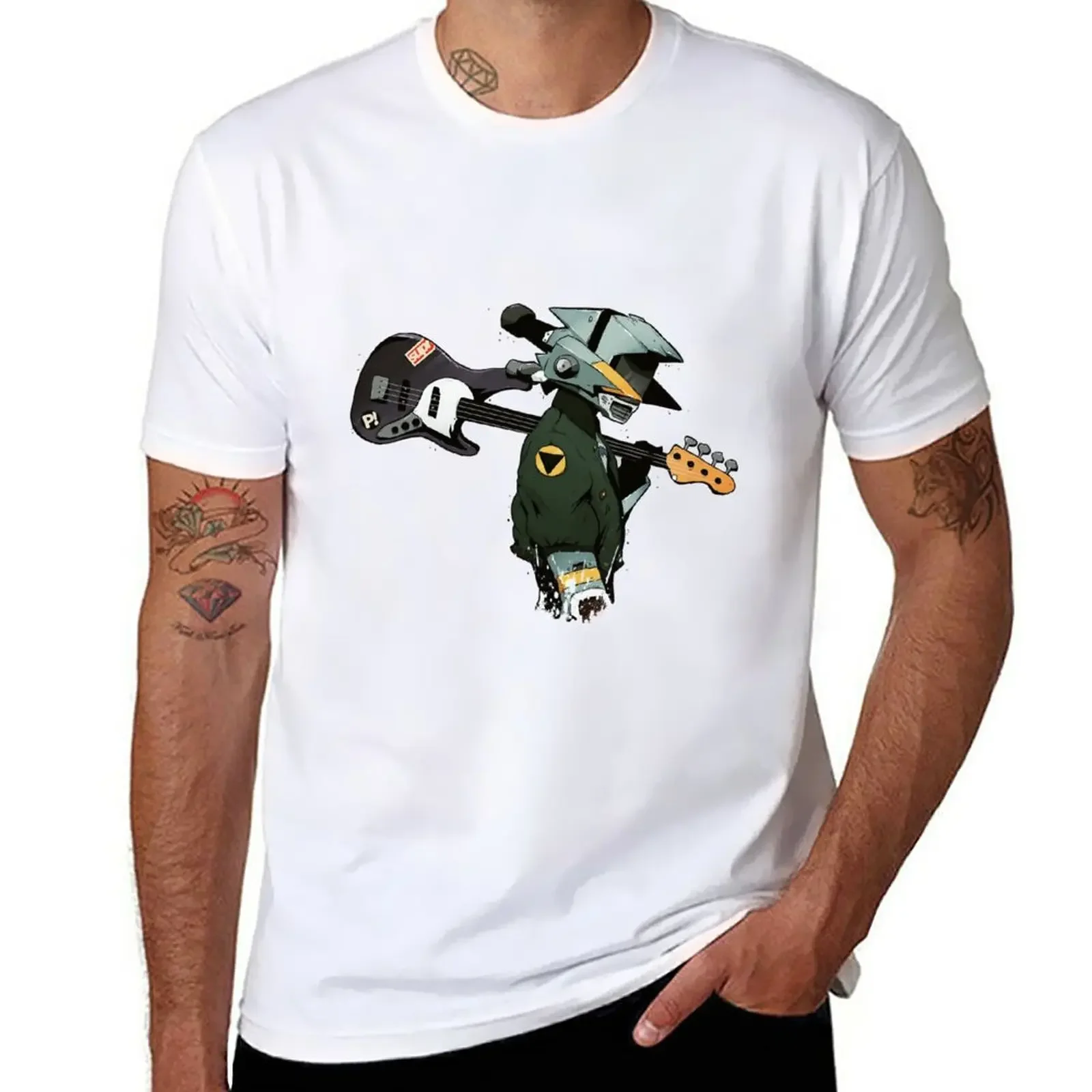 

FLCL Guitar T-Shirt Short sleeve tee tops cute tops T-shirts for men cotton