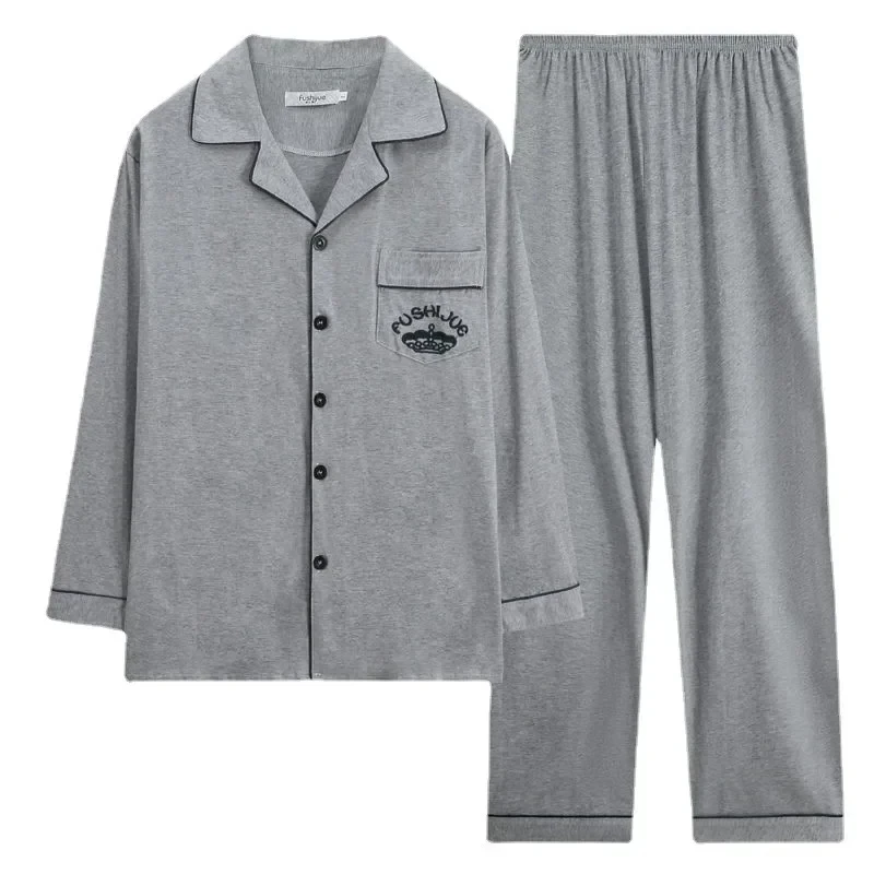 Men's Pajama Sets Long Sleeve Cotton Top Pant Sleepwear