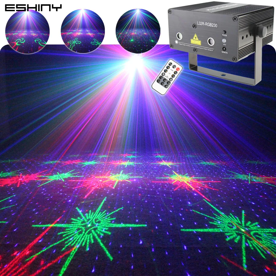 

ESHINY RG RGB Laser 24/18/64 Patterns Projector Disco DJ Light Party Bar Christmas Decoration House Dance New Year Stage Z13N7