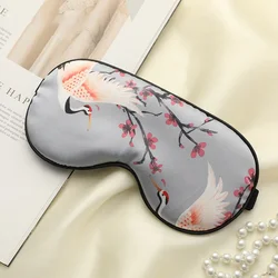 Silk Comfort Sleep Mask with Crane Design - Soft and Portable Eye Cover for Relaxation (Gray)