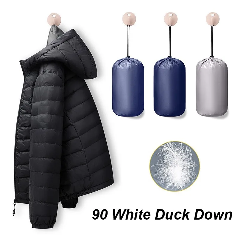 

Down Jacket Men All-Season Ultra Lightweight Packable Water and Wind-Resistant Breathable Coat Men Hoodies Jackets 90 Duck Down