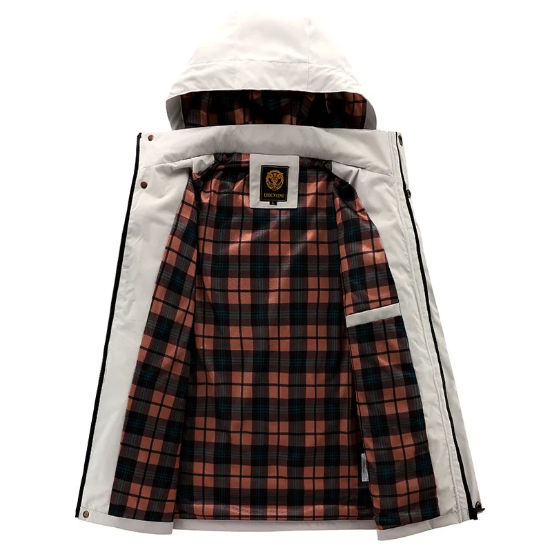 Men's Autumn Winter Hooded Solid Color Outdoor Casual Jacket Parka Coat