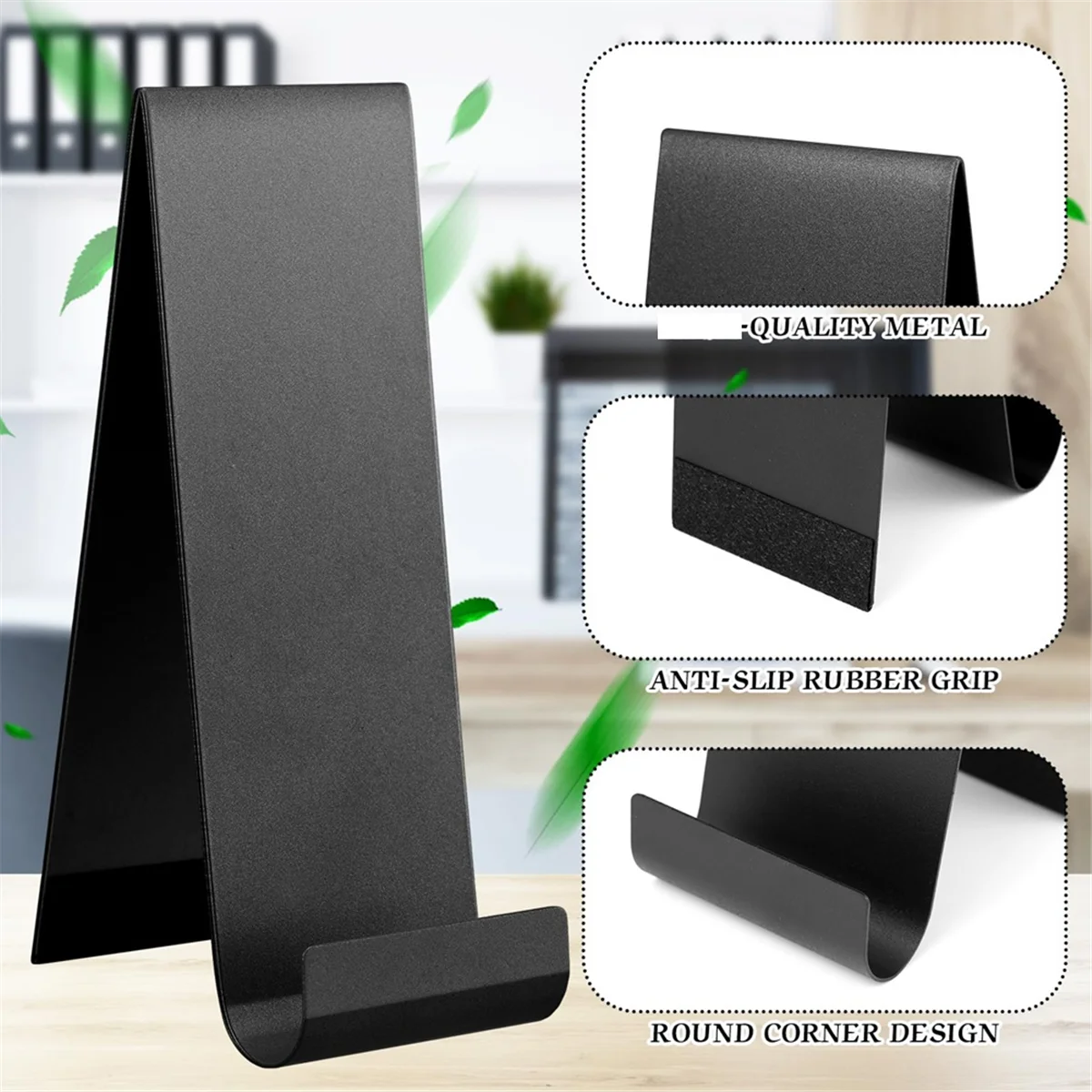 SEMOIC 4 Pcs Metal Fancy Brochure Holder Display Flyer Brochure Holder Stand Table Vertical Countertop Literature Organizer